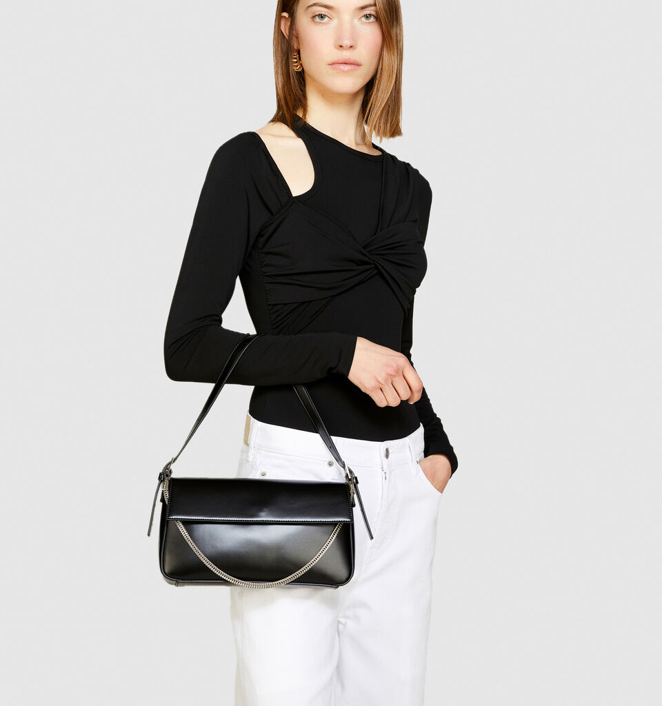 Shoulder bag with chain - null - Black | Sisley image number 5